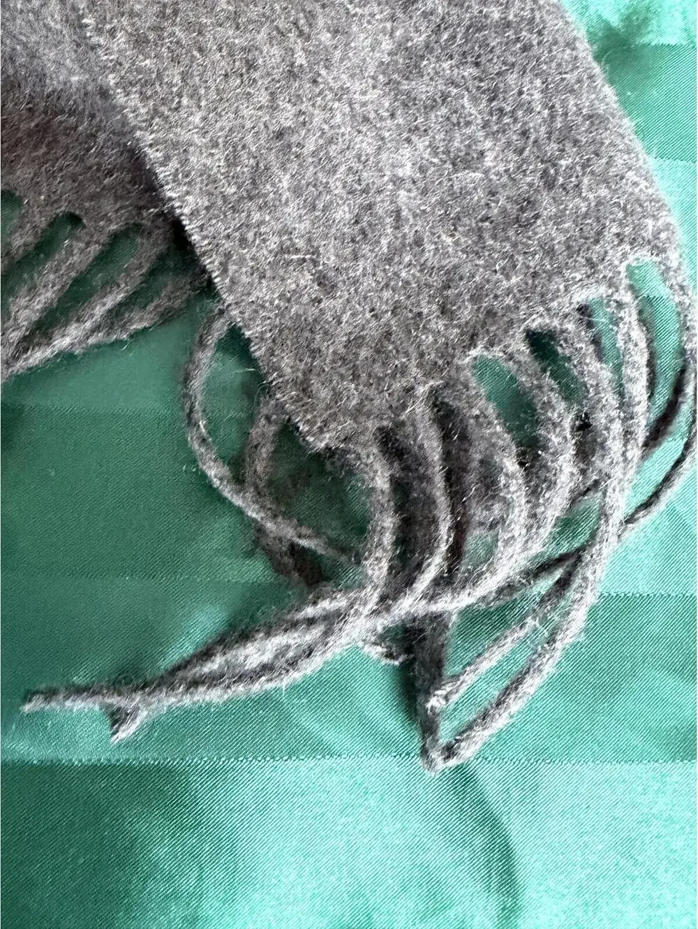 Cozy 100% Cashmere Gray Scarf with Fringe